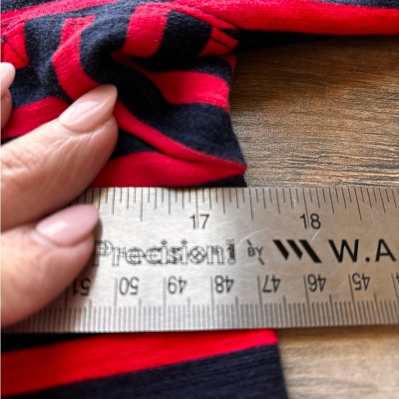 J. Crew Women's Red Fiery Sunset Blue Striped Shirt Short Sleeve Stretchy Dress - Picture 4 of 10